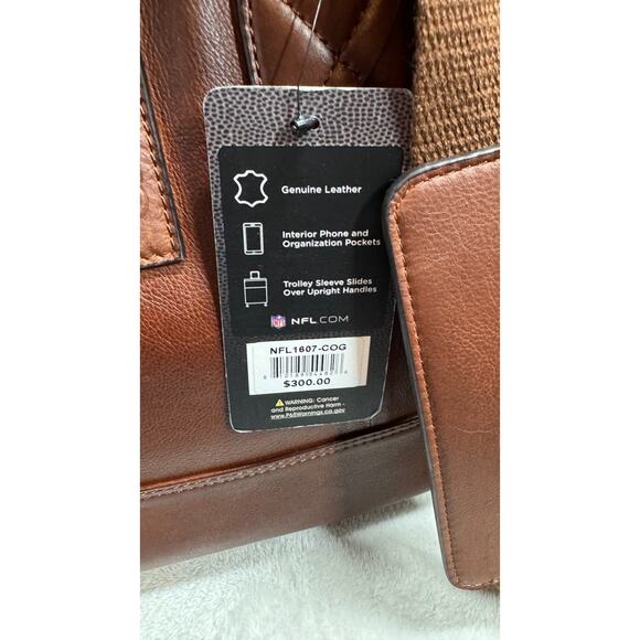 NFL Dallas Cowboys Brown Genuine Leather Weekender Duffel Bag New With Tags - Picture 13 of 16